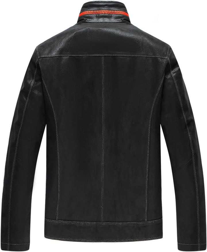FLAVOR Echtes Leder Herren Lederjacke Stehkragen Blau Lässig S Schwarz, S Schwarz