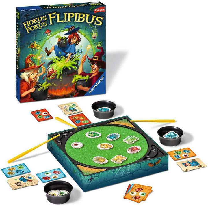 Ravensburger Kinderspiele 20355 - Hokus Pokus Flipibus - Aktionsspiel mit Springeffekt für Kinder ab