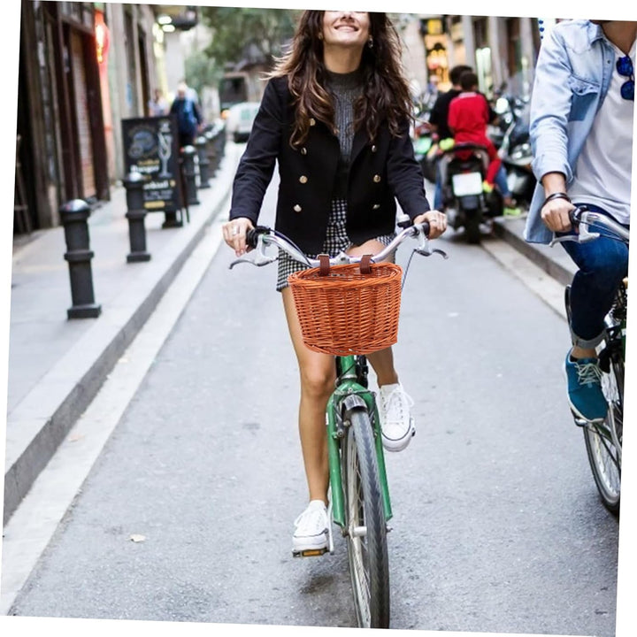 Rattan-fahrradkorb Vorderradgepäckträger Abnehmbar Zur Aufbewahrung