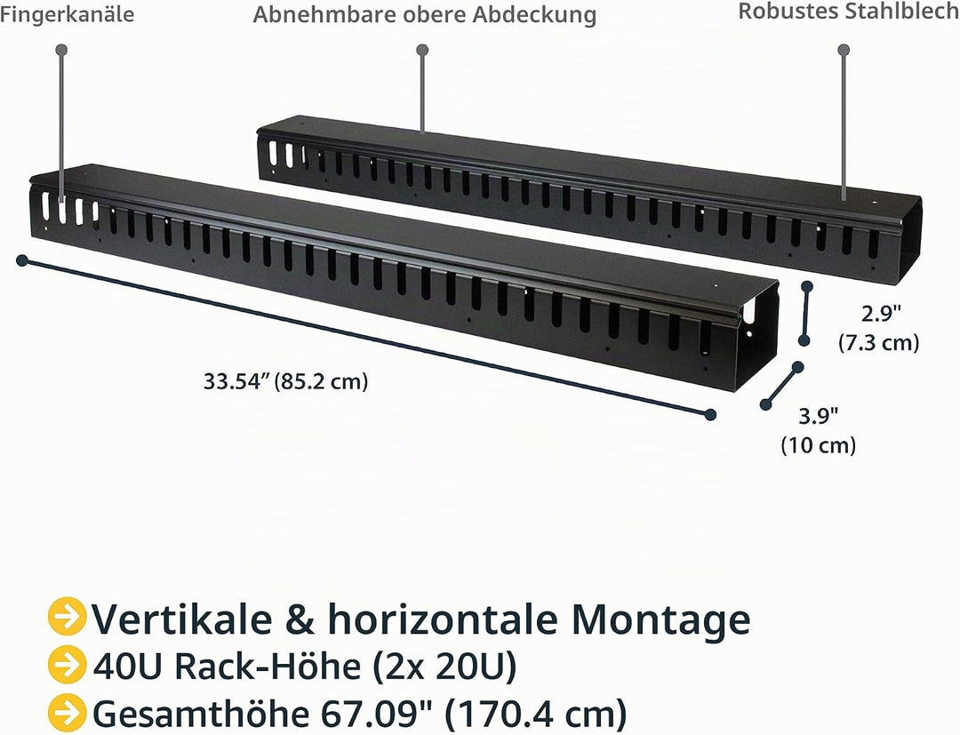 StarTech.com Vertikaler Kabelführungskanal - 1,8 m Kabelführung - Rechenzentrum Kabelkanal - Vertika