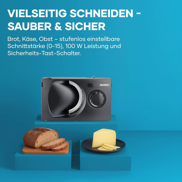SEVERIN Allesschneider für Brot, Aufschnitt oder Käse, Brotschneidemaschine mit stufenlos einstellba
