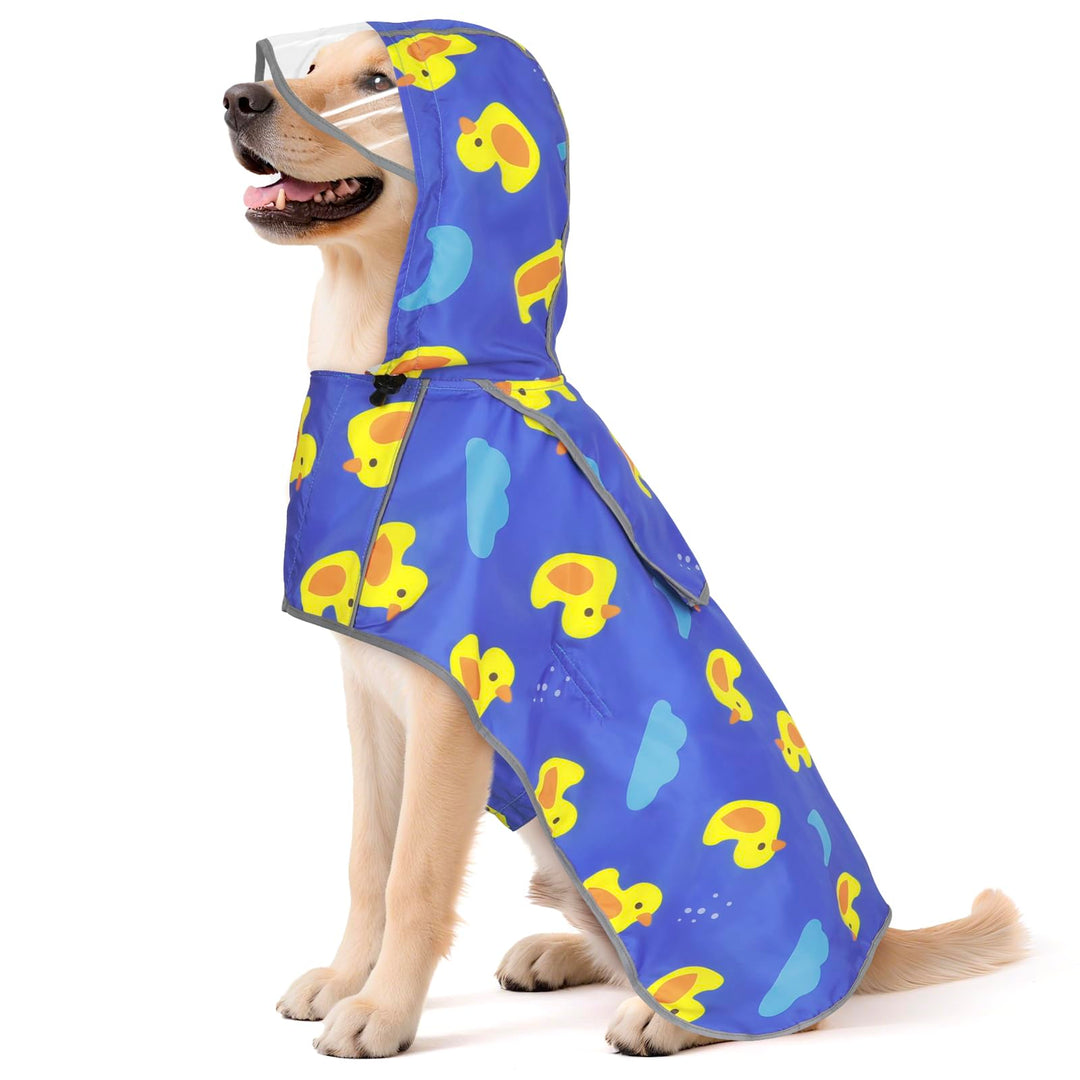 Hunderegenmantel-Einstellbare Regenmantel Hund, Wasserdichter Regenjacke Hund mit Kapuze & Kragenloc