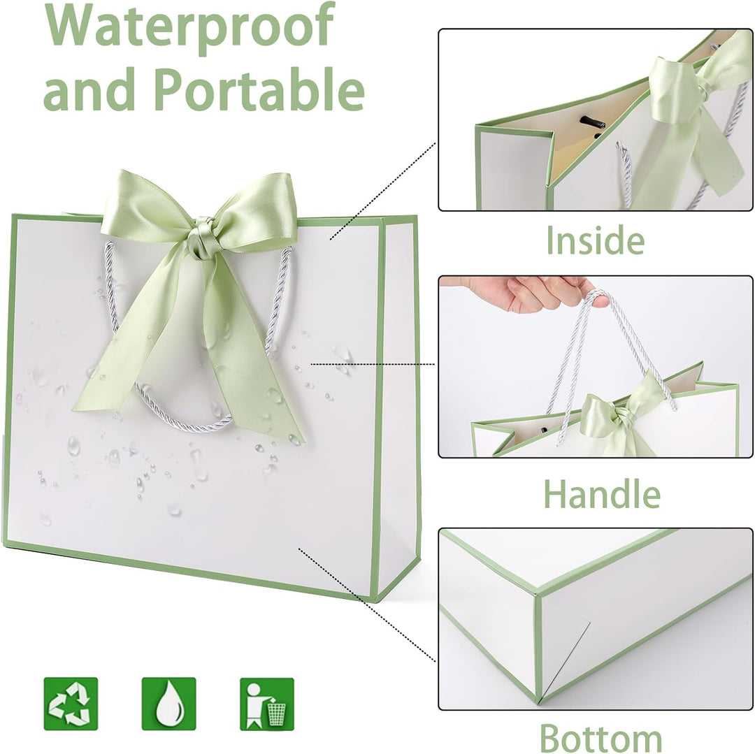 Geschenktüte mit Schleife,Geschenktüte Weiss,Geschenktaschen für Geburtstag, Hochzeit, Festivalfeier