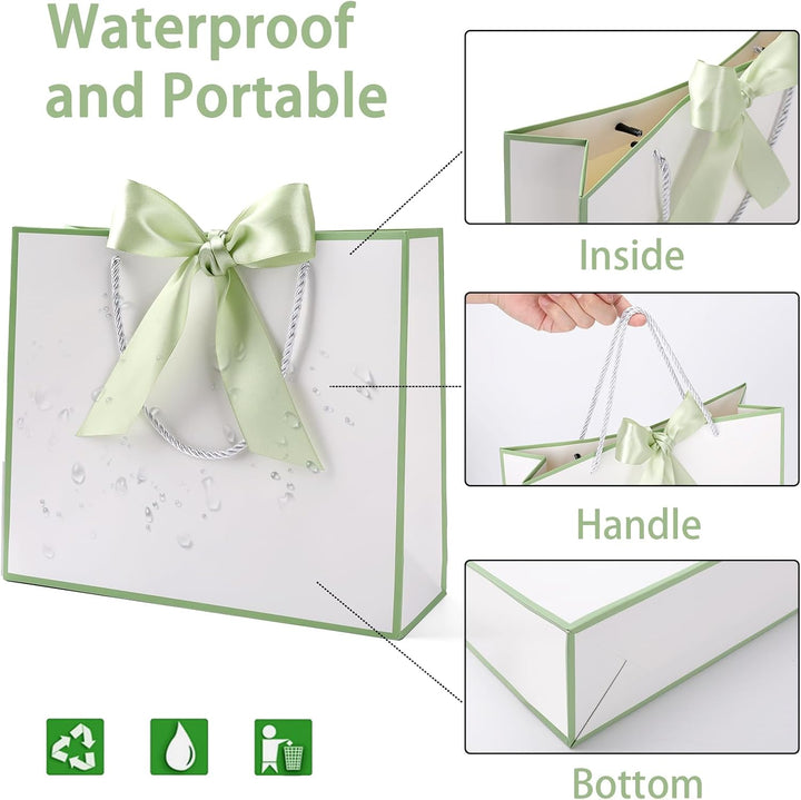Geschenktüte mit Schleife,Geschenktüte Weiss,Geschenktaschen für Geburtstag, Hochzeit, Festivalfeier