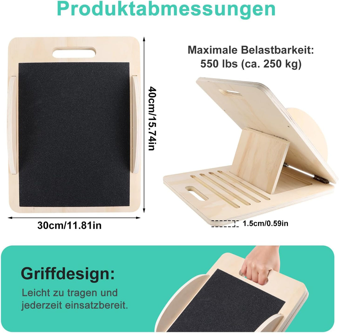 Wadendehner Balance Board Schrägbrett Verstellbares Slant Board aus Holz Portable Gleichgewichtstrai