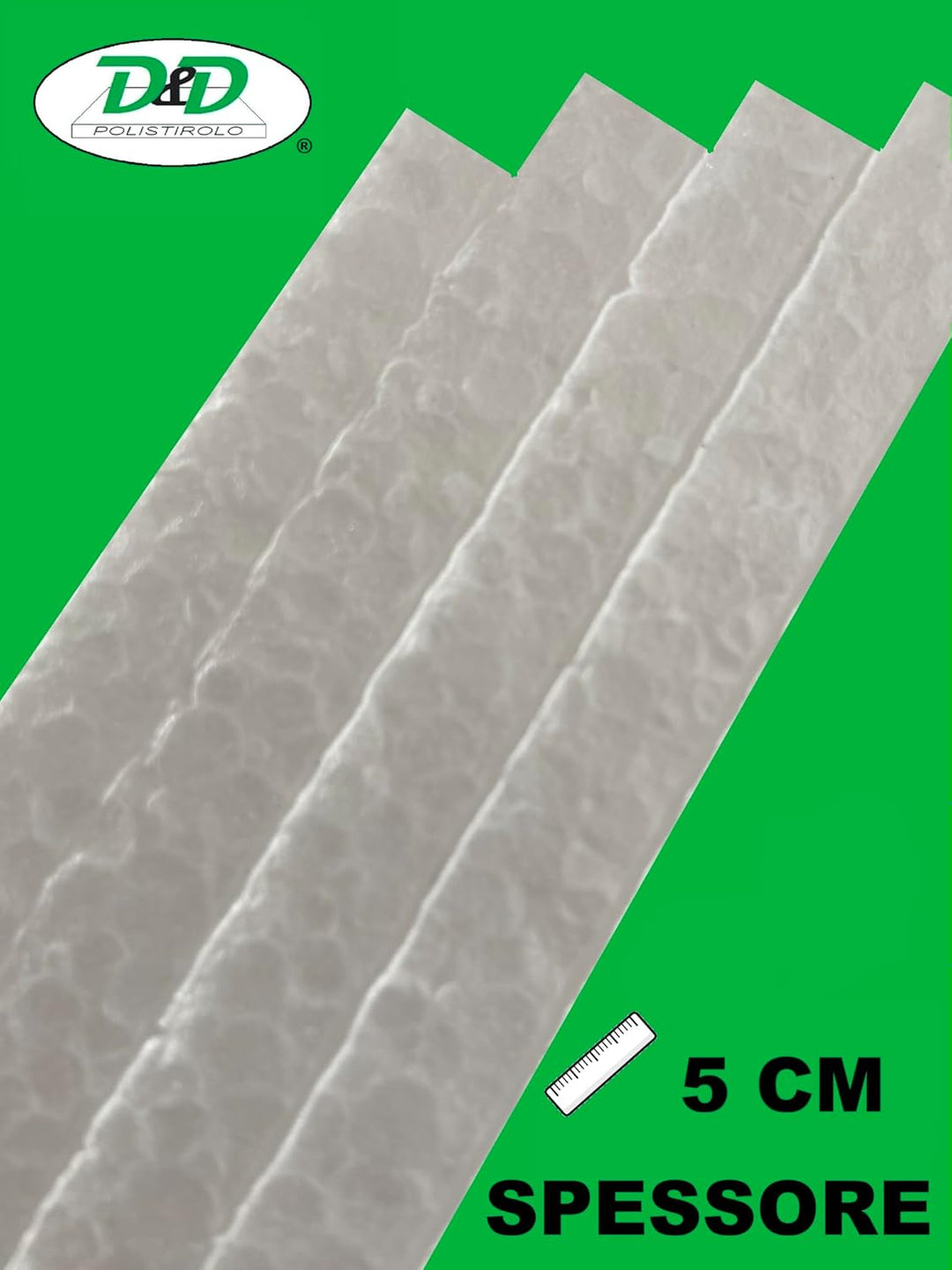D. & D. Polistirolo® (2 Platten H 5 cm) 100 cm x 50 cm, Mehrzweck Styropor-Platten, EPS 80, 2 Platte