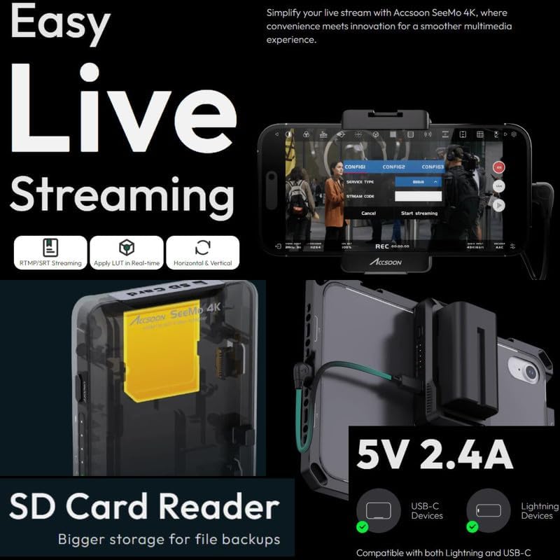 Accsoon SeeMo 4K Video Transmitter Monitoring Adapter 4K HDMI Video auf iOS-Geräten für iPad/iPhone/