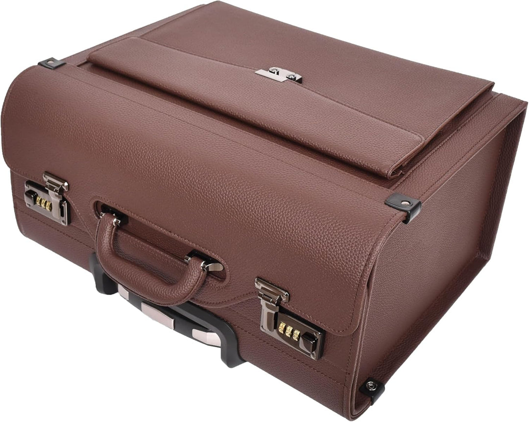 A1 FASHION GOODS Rollkoffer aus Kunstleder, 4 Rollen, Kabinengrösse, Doppelschloss, Business-Reiseta