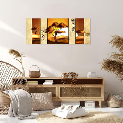 Wandbilder Dekoration Wohnzimmer Modern baum savanne wüste Panorama Bilder auf Leinwand 120x50cm Lei