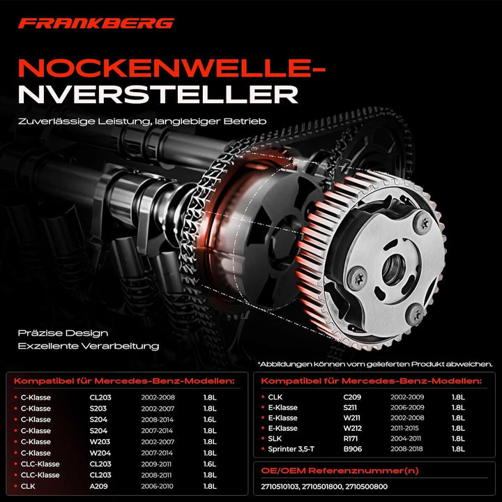 Frankberg Nockenwellenversteller Kompatibel mit 200 316 316 LGT C160 C180 C200 C230 E200 E200 NGT CL