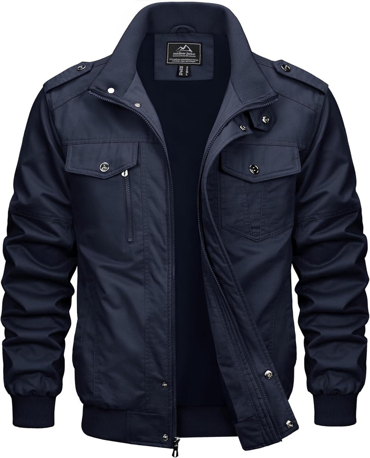 MAGCOMSEN Herren Übergangsjacke Cargo Outdoorjacke Winddicht Frühling Jacke Militär Armee Fliegerjac