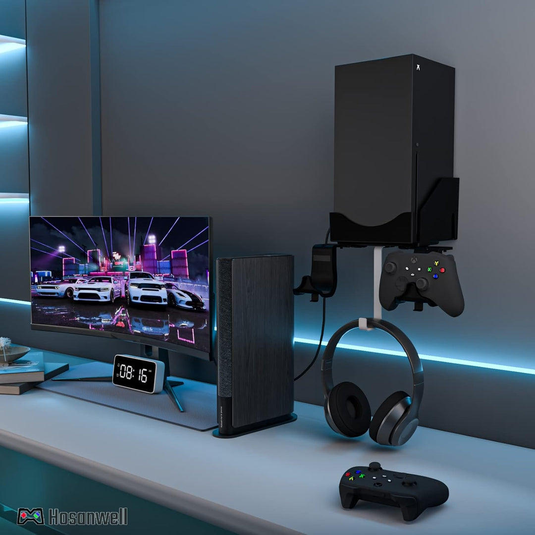 Hosanwell Xbox Series X Wandhalterungs, Halterungs Wand für Xbox Series X Konsole und Controller und
