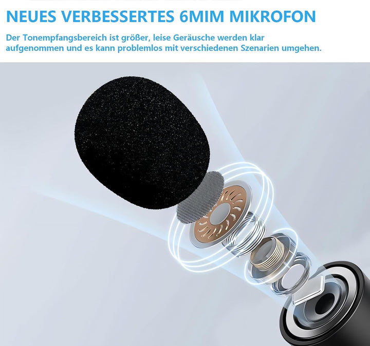 Plug-and-Play-Mini-Mikrofon, Kabelloses Lavalier Mikrofon für iOS/Android, geeignet für Interviews,