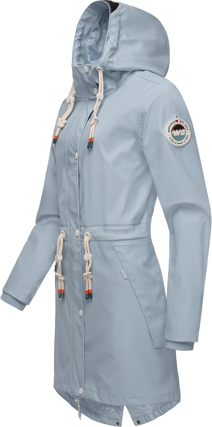 Navahoo Damen Übergangsjacke Regenmantel wasserdicht lang mit Kapuze Tropical Stormoo XS-3XL XS Baby