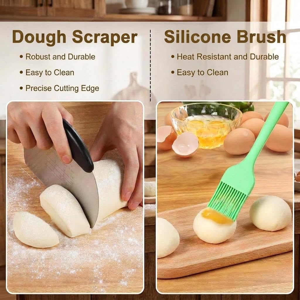 Kobete Brot Gärkorb Set, 23cm Gärkörbchen Rund &amp; 25cm Oval | Gärkörbchen zum Brotbacken aus natürlic