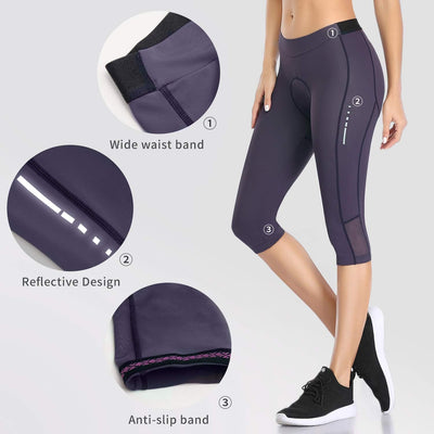 Santic Damen 3/4 Radhose Radsportshorts Gepolstert Fahrradhose Frauen Radsport-Leggings Tights Sitzp