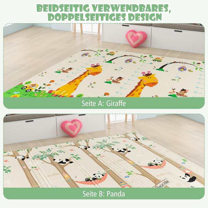 COSTWAY Baby Spielmatte faltbar, 200 x 180 cm Babymatte doppelseitig, Krabbelmatte aus XPE Material,