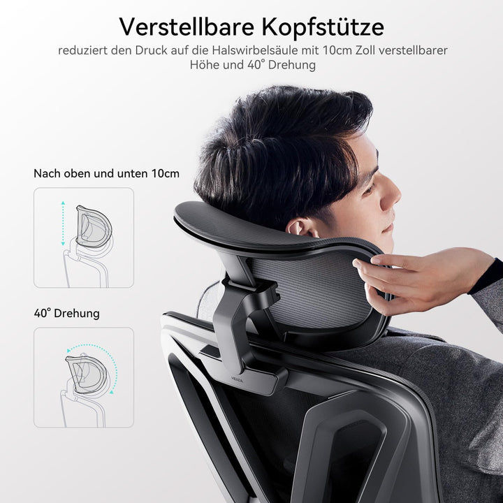 Hbada P5 Ergonomischer Bürostuhl, Schreibtischstuhl mit Verstellbarer Lordosenstütze, atmungsaktive
