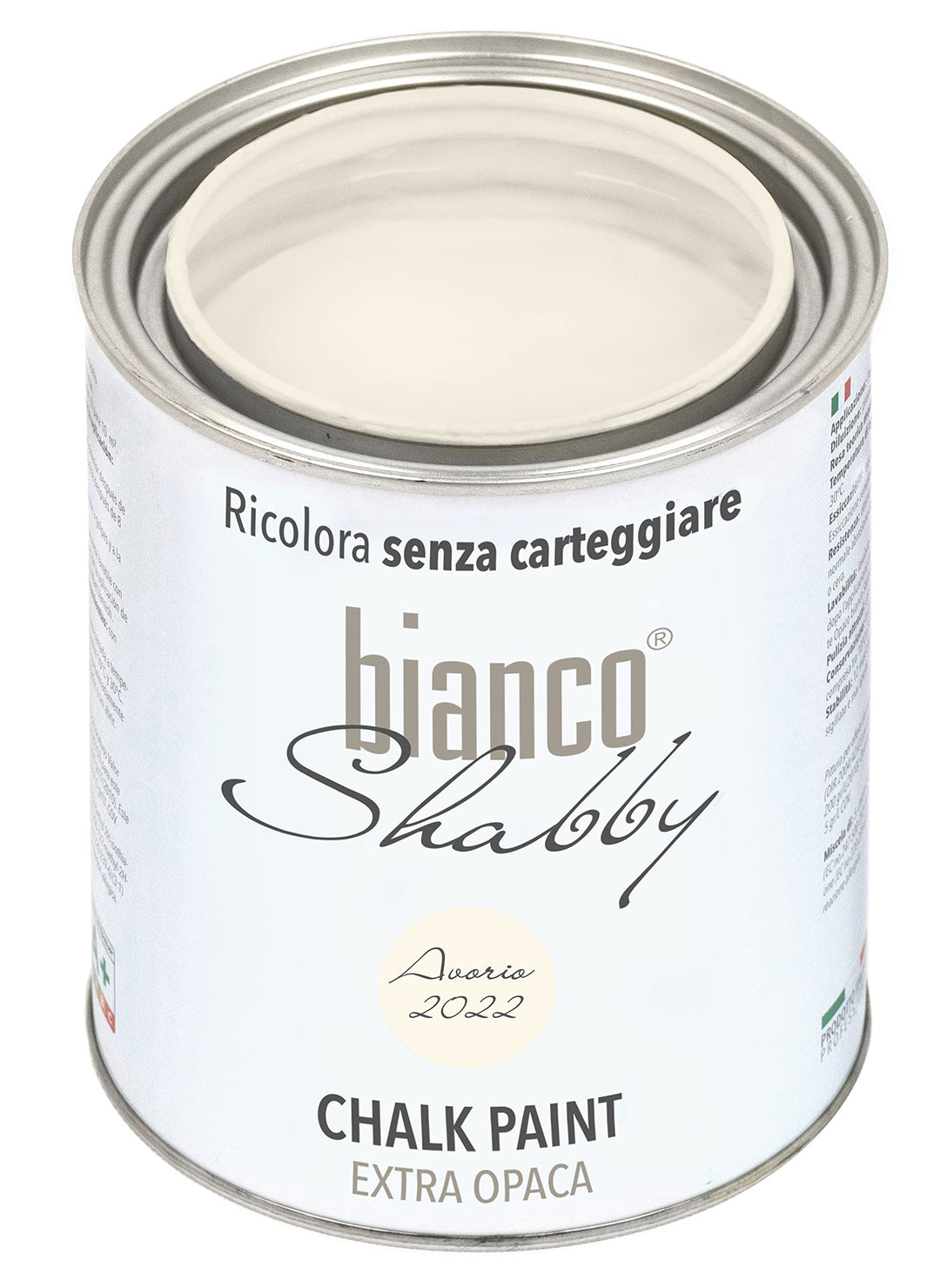 bianco Shabby® Avorio 2022 Kreidefarbe Wasserbasis für Alle Oberflächen einfach zu verarbeiten ohne