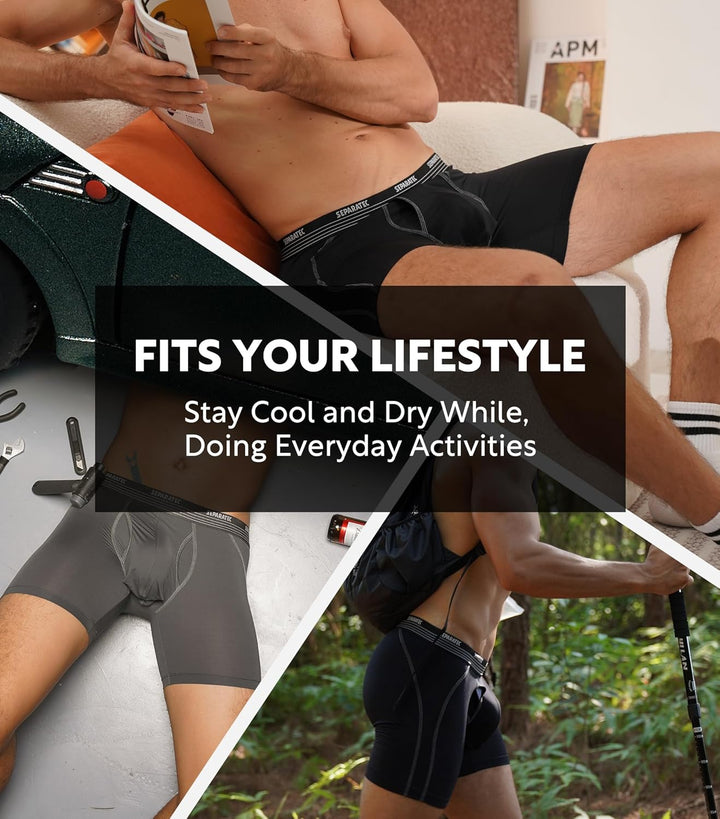 Separatec Sport Boxershorts Herren Schnelltrocknende Unterhosen Männer mit Doppelter Beutel Retrosho