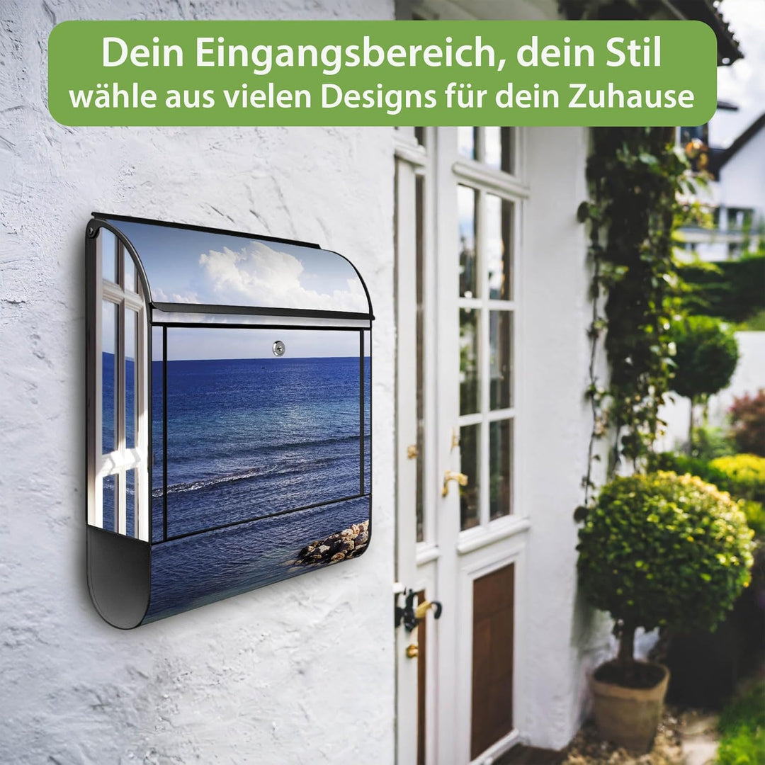banjado Design Briefkasten Motiv Fensterpanorama 38,5x46,5x13cm & 2 Schlüssel - Briefkasten Stahl sc