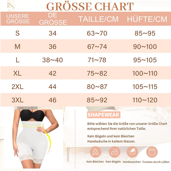 YARRCO Bauchweg Unterhose Damen Shapewear Spitze Miederhose Figurformende Unterwäsche Hohe Taille Mi