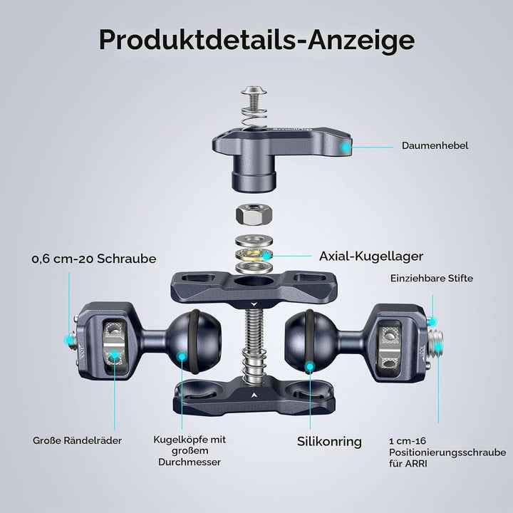 SmallRig Articulating Magic Arm mit 3/8"-16 Locating Pins für ARRI und 1/4"-20 Schraube (mit einzieh