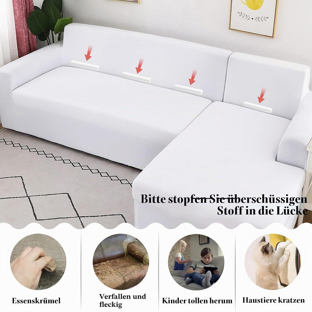 Jaotto Sofa Überwürfe Sofabezug Elastische Spandex Stretch Sofabezüge Couchbezug für L-Form Sofa Uni