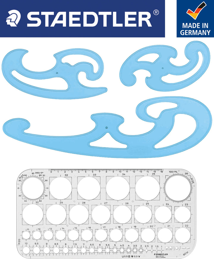 STAEDTLER Burmester-Kurvenlineale 3 - teilig im Etui inklusive Kreisschablone St