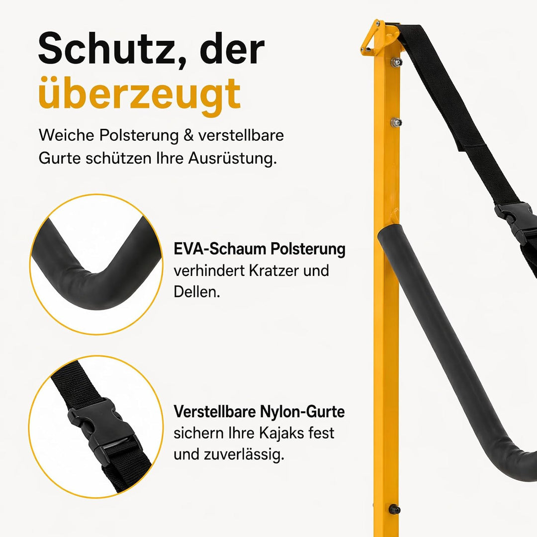 2er-Pack Kajakständer, 73x62,3x142cm Freistehender Kajak-Lagerungsregal Faltbarer Kajak-Bodenaufbewa