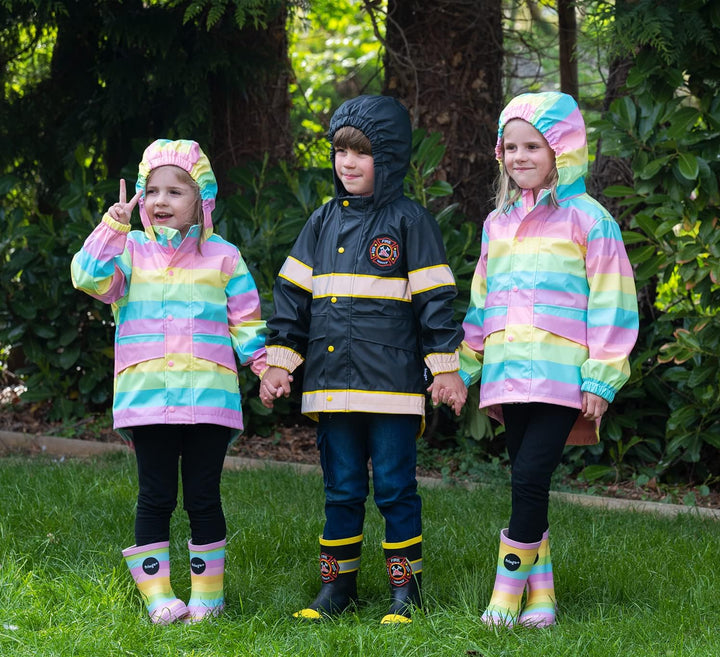 Fringoo - Regenmantel für Kinder - Dinosaurier-Design -Wasserdichte Jacke für Kinder - Mehrfarbige D