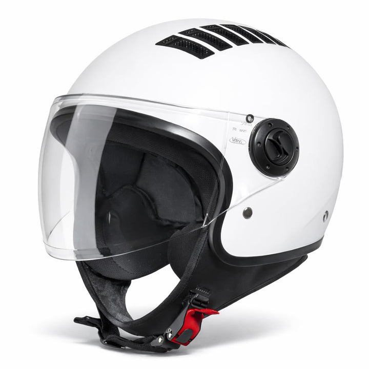 VINZ Como Jethelm mit Visier ECE 22.06 Zertifiziert | Roller Helm Mopedhelm Für Motoroller &amp; Vespa |