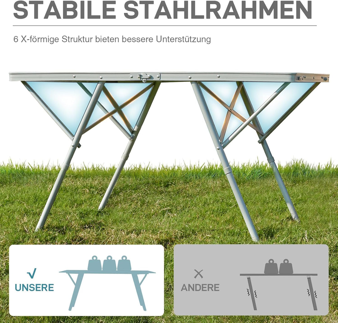 EVER ADVANCED Campingtisch faltbar 120x60cm Klapptisch XL für 4-6 Personen Falttisch bis 60kg Stabil