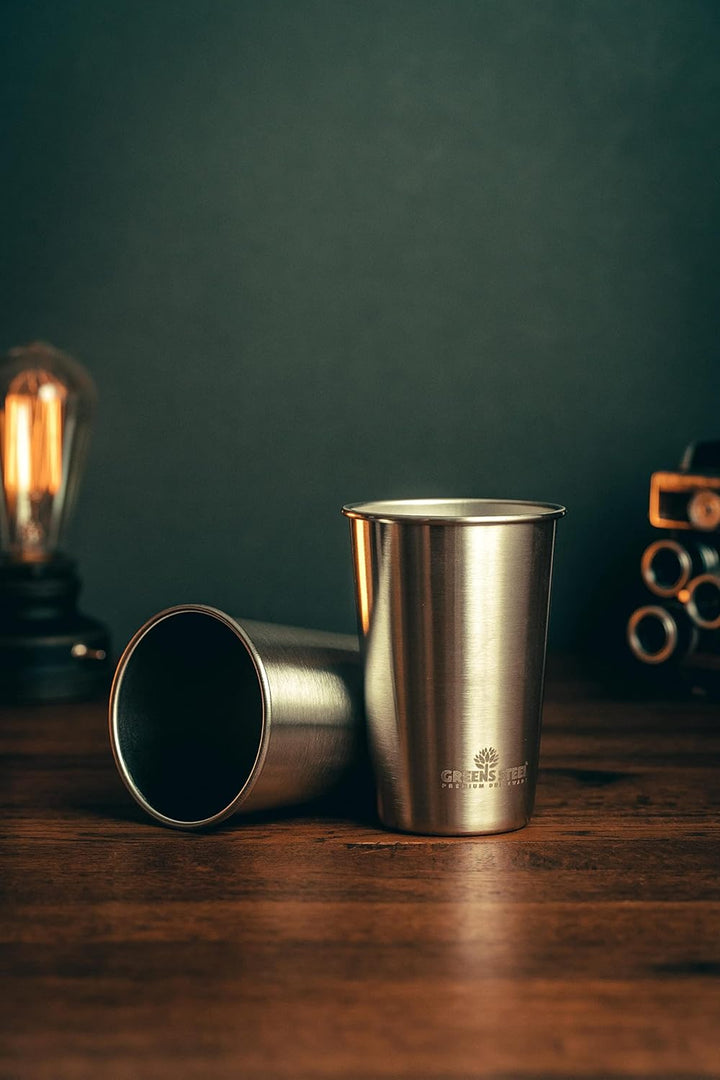 Greens Steel Edelstahl Kinderbecher - 300ml I Premium Trinkgläser I Plastikfrei I Stapelbar, langleb
