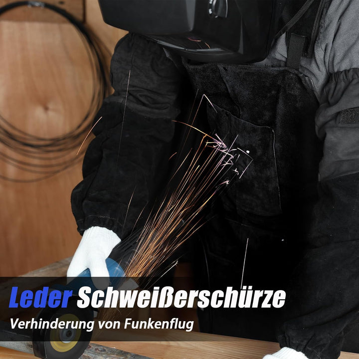 QeeLink Schweisserschürze Leder mit 6 Taschen, Lederschürze – Flammhemmende & Hitzebeständige Arbeit