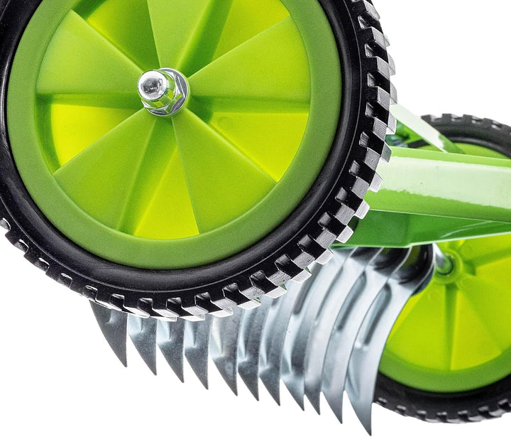 KADAX Rasenlüfter mit Rädern, Gartenkralle für Rasen, Garten, Moos, Schneidrechen aus Metall, manuel
