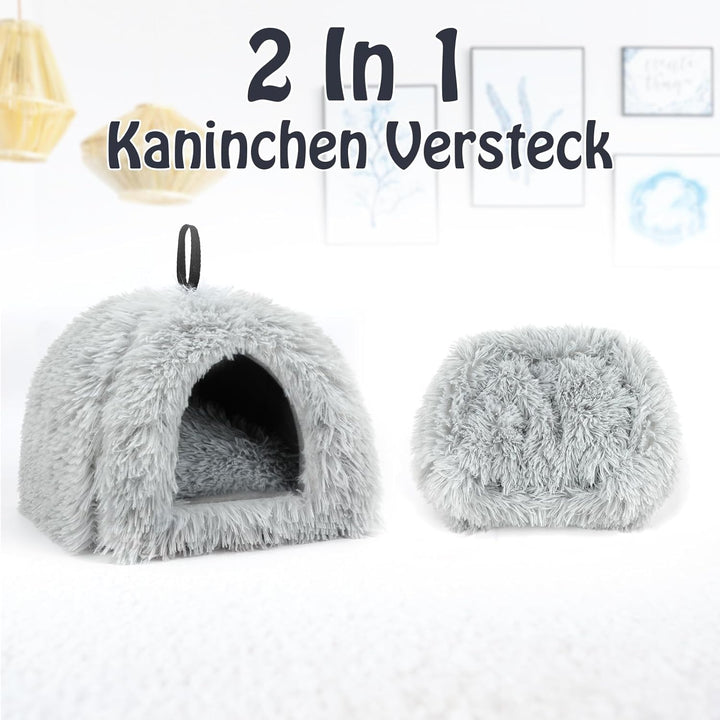 Sbayool Plüsch Kaninchen Bett, Bequem Warme Häschen Höhlenbetten, Kaninchen Haus Mit Bewegliches Pad