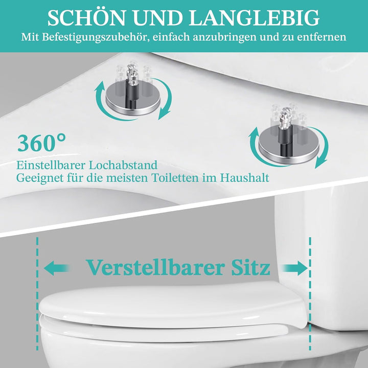 WC Sitz Mit Absenkautomatik,Toilettendeckel 0-Form Hochwertige Und Stabile Antibakterieller Toilette