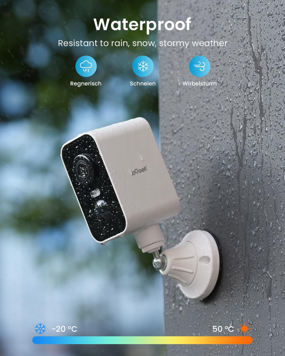 ieGeek 2K Überwachungskamera Aussen Akku mit Magnetische Montage, WLAN Kabellose Überwachungskamera