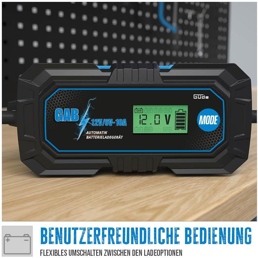 Güde Automatik Batterieladegerät GAB 12V/6V-10A (autom. Inverter-Batterielader für 6/12 V Batterien,