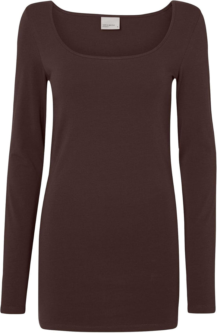 VERO MODA Female Top VMMAXI T-Shirt S Gelb/Braun (1x Chai Tea/ 1x Coffee Bean), S Gelb/Braun (1x Cha