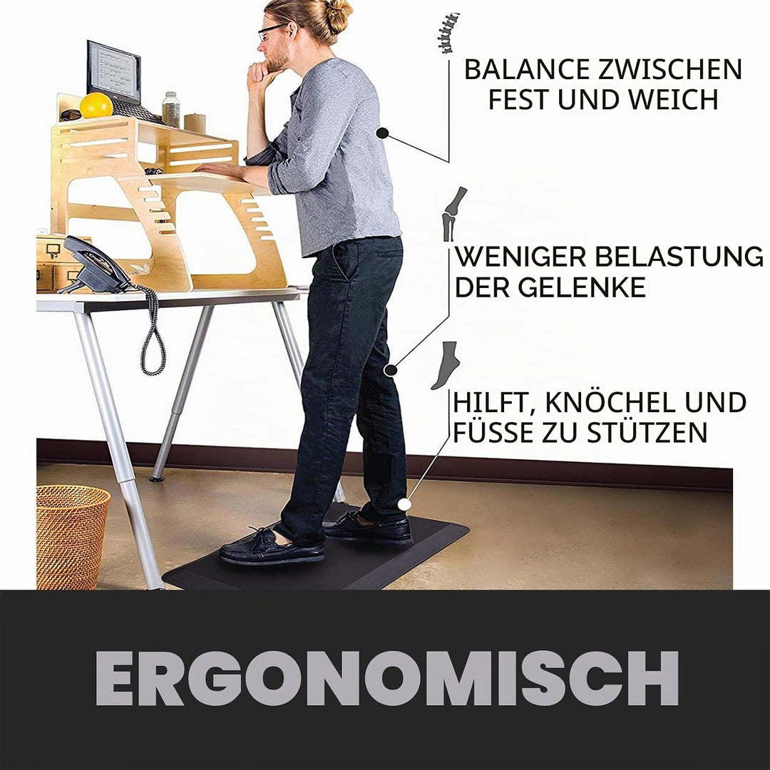 HEALEG Komfort Anti-Ermüdungsmatte perfekt für Küchen und stehend Schreibtische, schwarz, 75x50x2.5c