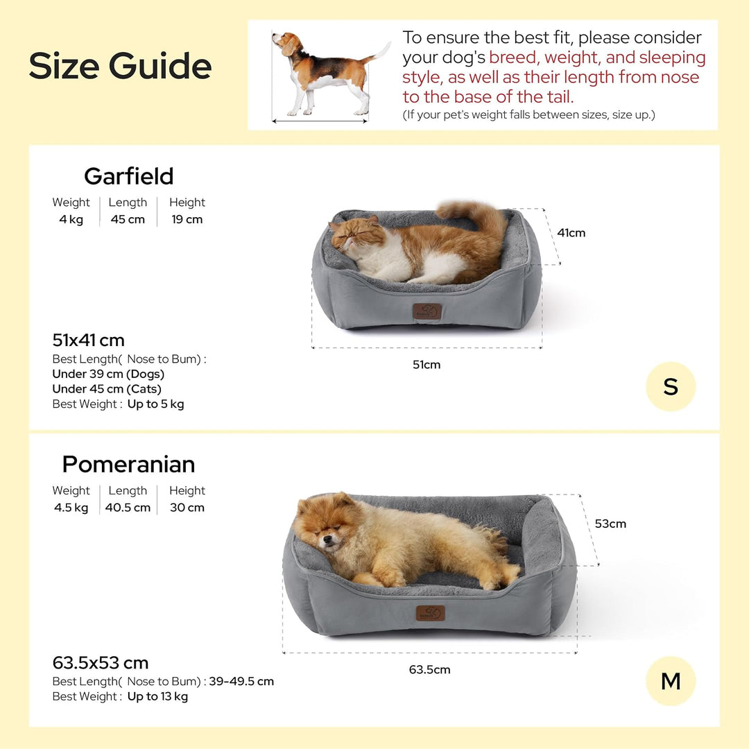 BEDSURE Katzenbett waschbar Katzen Bettchen - 51x41cm Katzenkorb Indoor mit Rutschfester Basis, quad