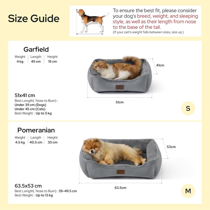 BEDSURE Katzenbett waschbar Katzen Bettchen - 51x41cm Katzenkorb Indoor mit Rutschfester Basis, quad