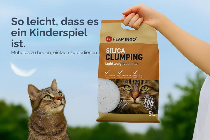 Flamingo Katzenstreu – neutraler Duft – Kohlegranulat – 5 l für 6 Wochen – Herkunft aus Kanada – neu