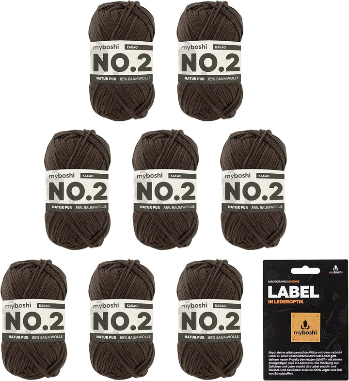 myboshi No.2 inkl. Label, Baumwolle zum Häkeln, Baby Wolle, vegane Wolle zum Stricken, Wolle 60 Grad