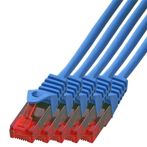 BIGtec - 5 Stück - 20m Gigabit Netzwerkkabel Patchkabel Ethernet LAN DSL Patch Kabel blau (2x RJ-45