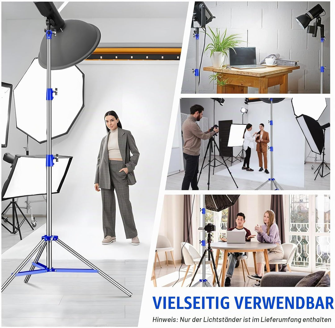 Soonpho Lichtstativ Vollmetall Puffer Druckstativ 9,1 ft/280cm Light Stand Bunt 10kg Tragkraft für O