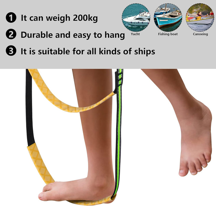 4 Stufen Bootsleiter Marine,Strickleiter Boots,Strickleiter Bootsleiter Klappbar Strickleiter für Bo
