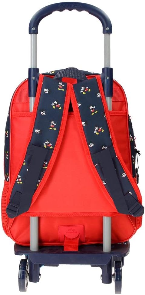 Disney Mickey Mouse Fashion Schulrucksack mit Wagen, mehrfarbig, 30 x 38 x 12 cm, Mikrofaser, 13,68